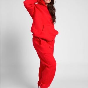Women's Comfrt Travel Sweats | Red Hoodie and Sweatpants Set